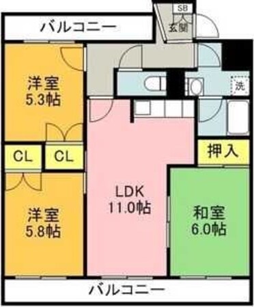 エスペランス池浦B棟の物件間取画像